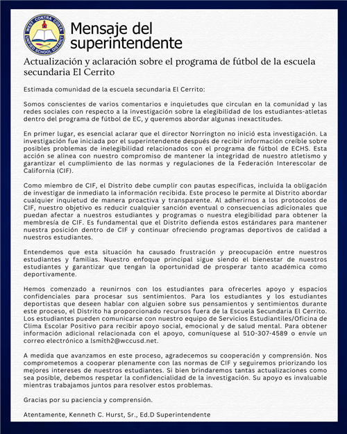Superintendents Message 102324 Spanish